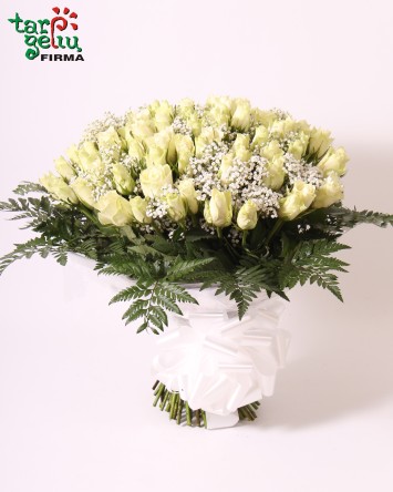 50 White Roses Bouquet