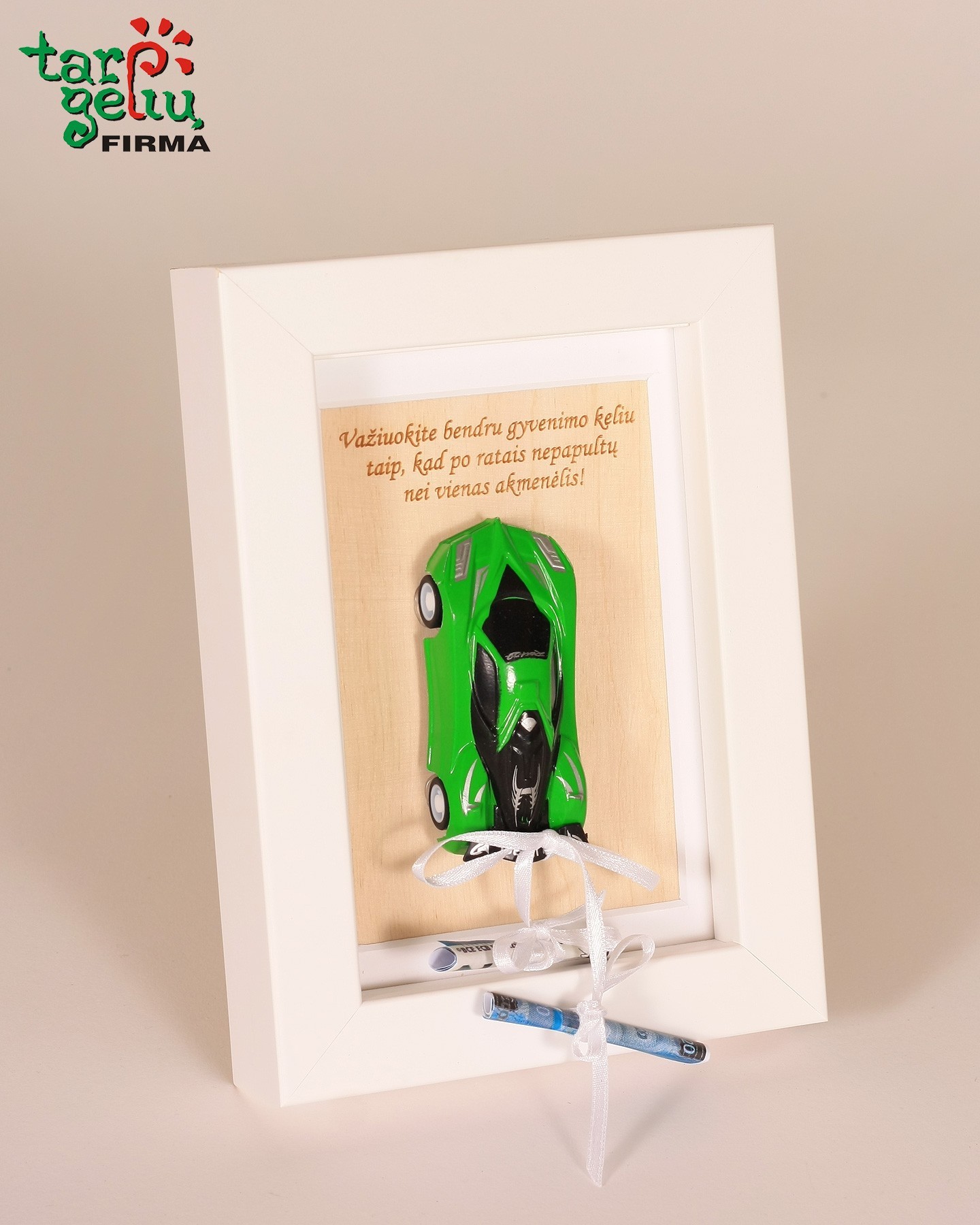 Pinigų rėmelis "Važiuokite bendru gyvenimo keliu"