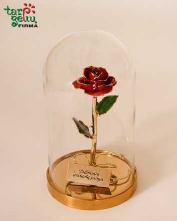 Golden rose in a flask