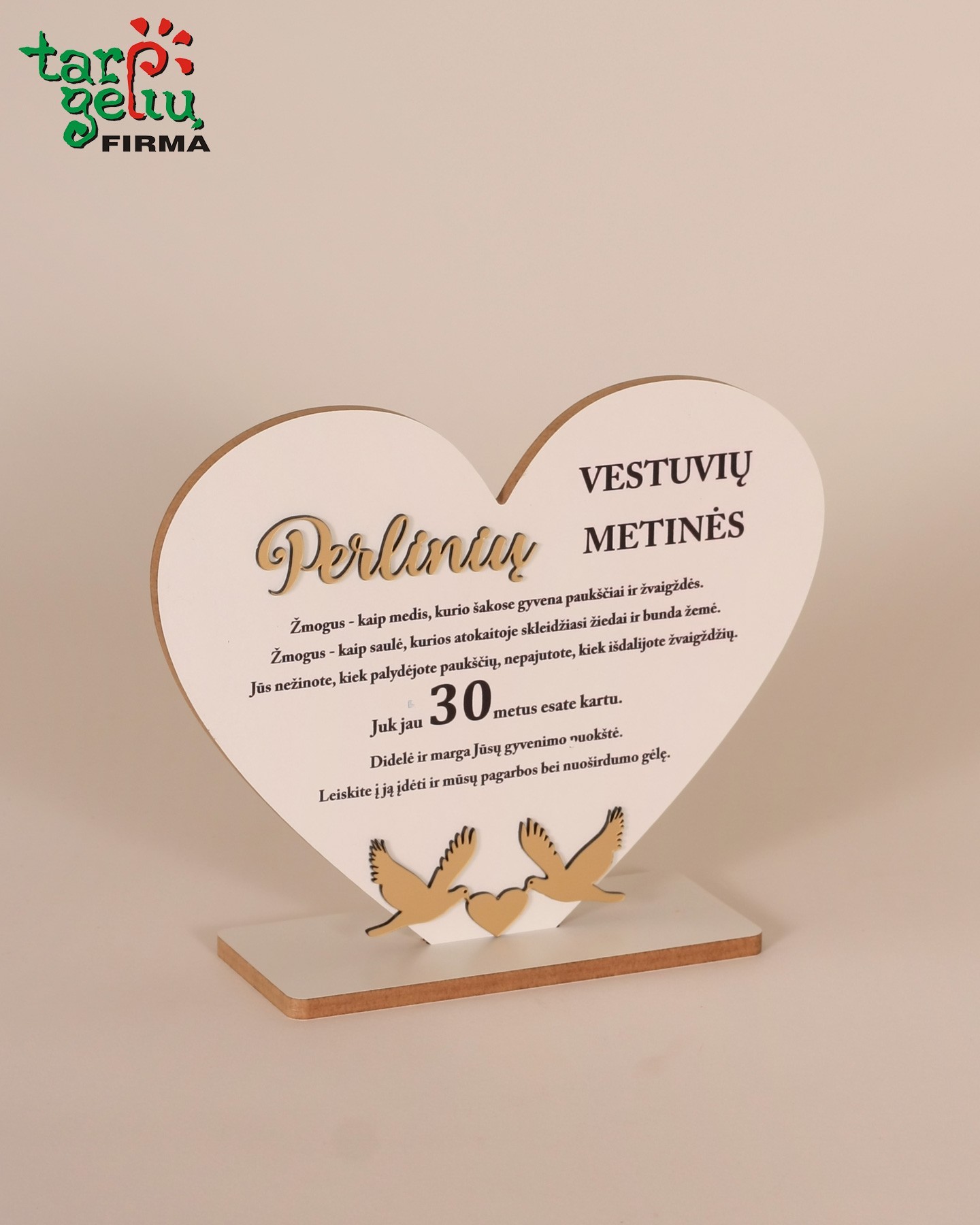 Pastatoma širdis "Perlinių vestuvių metinės"