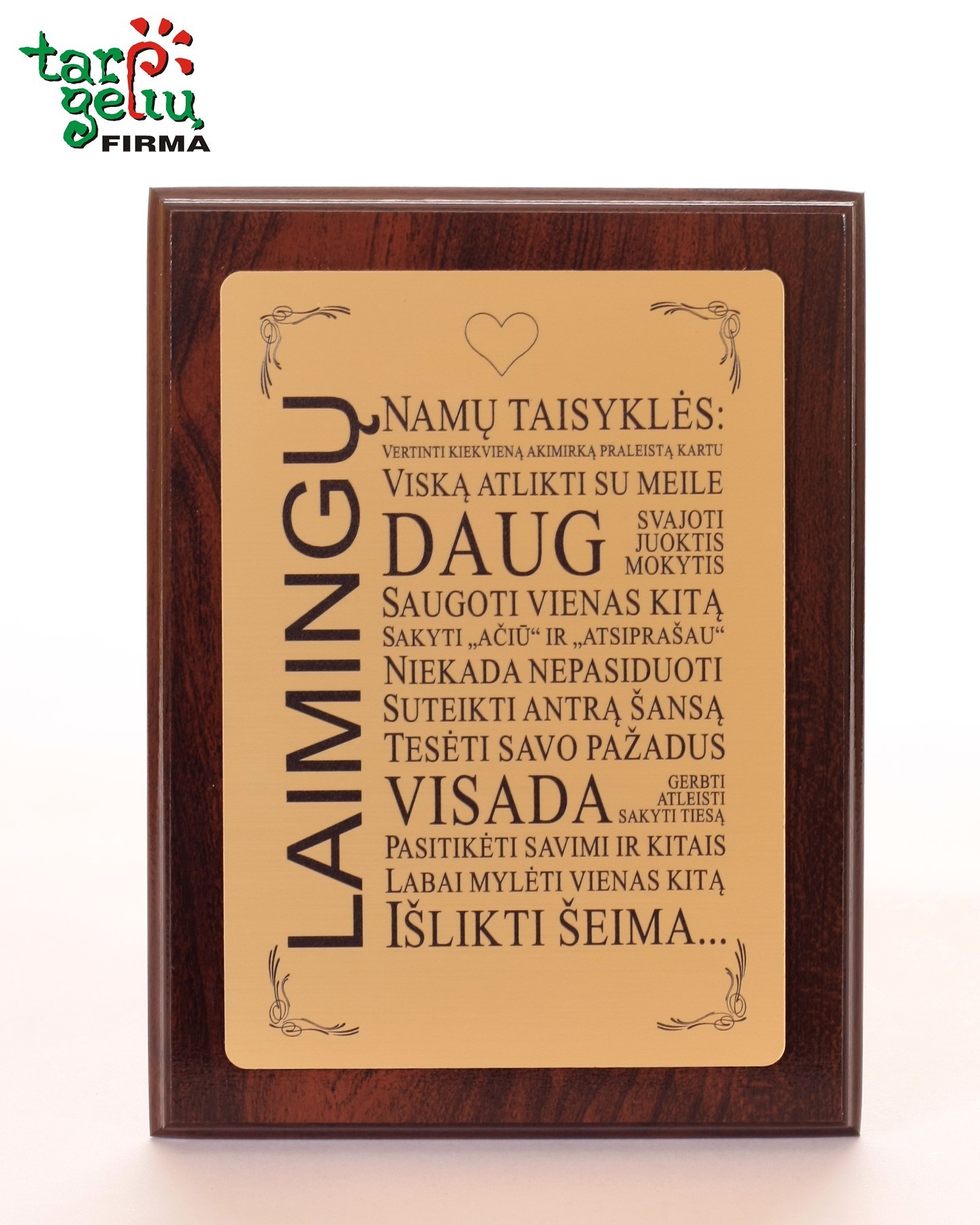 Plaketė "Laimingų namų taisyklės"