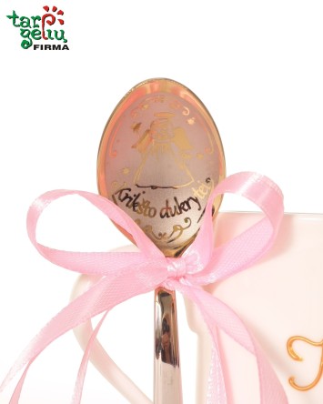 Šaukštelis ir puodelis krikštynų proga